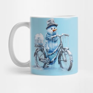 Snowman On A Bicycle Mug